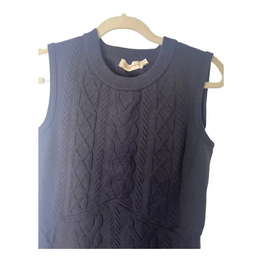 Tory Burch Palais Merino Wool Sweater Dress Cable Knit Party Cocktail Office XS